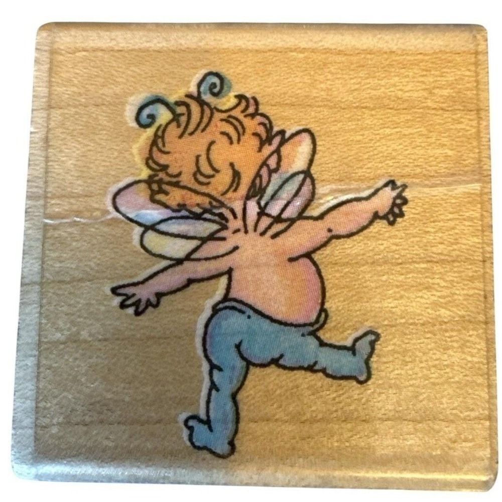 Stampendous! C103 Chubby Hop Baby Fairy Wood Mounted Rubber Stamp Vintage‎ 1994